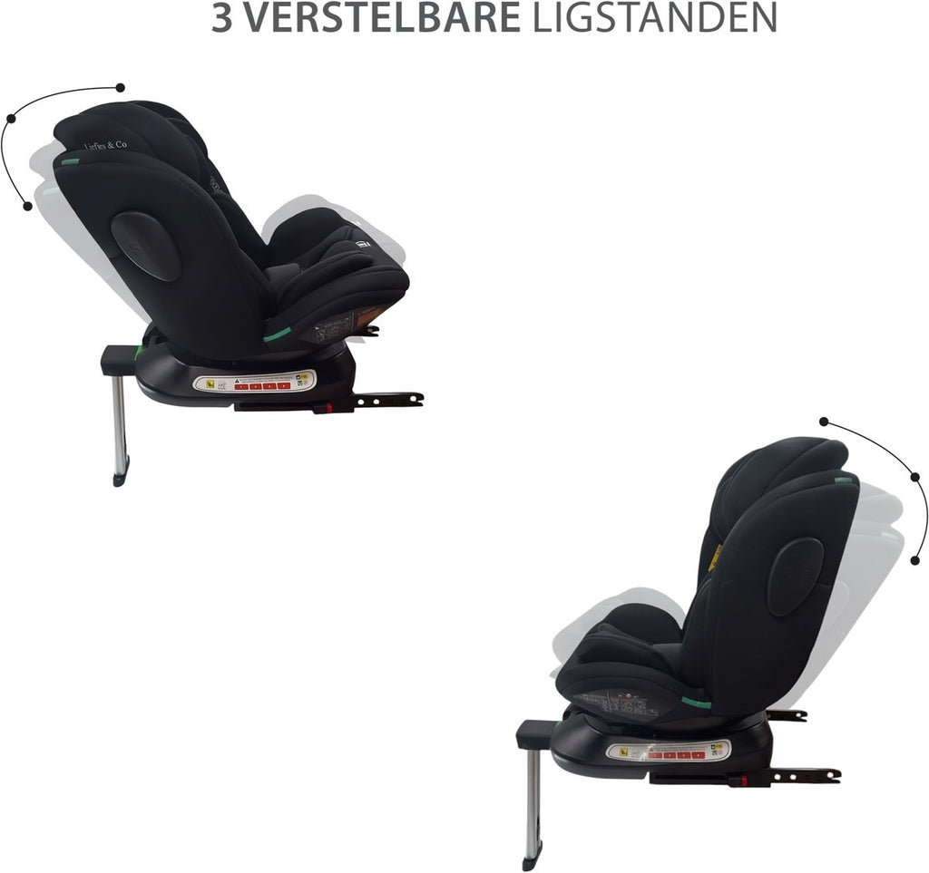Liefjes & Co Growsafe Autostoel – i-Size 4-in-1 – 360° Draaibaar – ISOFIX & Steunpoot – Groep 0/1/2/3 (40–150 cm)