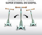 Liefjes & Co Kinderstep – 3-wielen Step - Met Lichtgevende Wielen – 2-6 jaar – Saliegroen