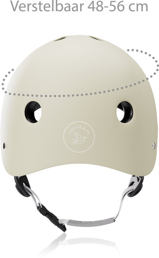 Liefjes & Co – Fietshelm Kind - Kinderhelm - Vanille Beige Maat S (48–56 cm) – Verstelbaar – Ventilerend – Met Kinbescherming