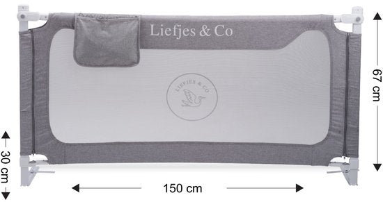 Liefjes & Co Lino Bedhekje 150 cm - In Hoogte Verstelbaar - Inklapbaar - Grijs