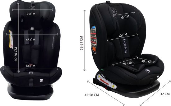 Liefjes & Co Growsafe Autostoel – i-Size 4-in-1 – 360° Draaibaar – ISOFIX & Top Tether – Groep 0/1/2/3 (40–150 cm)