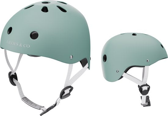 Liefjes & Co – Fietshelm Kind - Kinderhelm – Saliegroen Maat S (48–56 cm) – Verstelbaar – Ventilerend – Met Kinbescherming