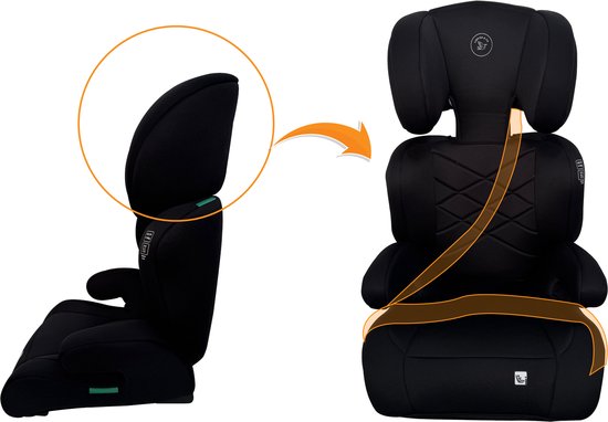 Liefjes & Co Moveup Autostoel – i-Size – Groep 2/3 (100–150 cm) Memory Foam - Afstelbare hoofdsteun - Booster
