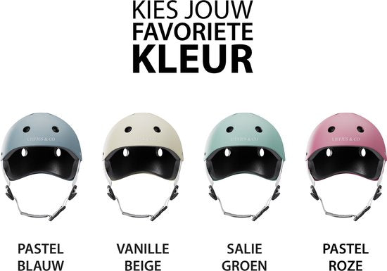 Liefjes & Co – Fietshelm Kind - Kinderhelm – Saliegroen Maat S (48–56 cm) – Verstelbaar – Ventilerend – Met Kinbescherming