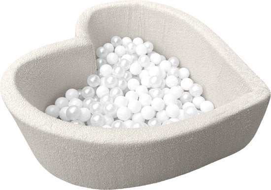 Liefjes & Co Fluffy Wit Hart Ballenbak Met 200 Ballen – Baby & Kinder Ballenbad – Zacht Foam – Speelgoed