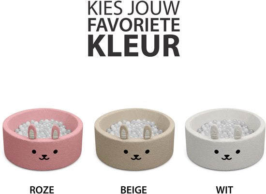 Liefjes & Co Fluffy Roze Konijn Ballenbak Met 200 Ballen – Baby & Kinder Ballenbad – Zacht Foam – Speelgoed
