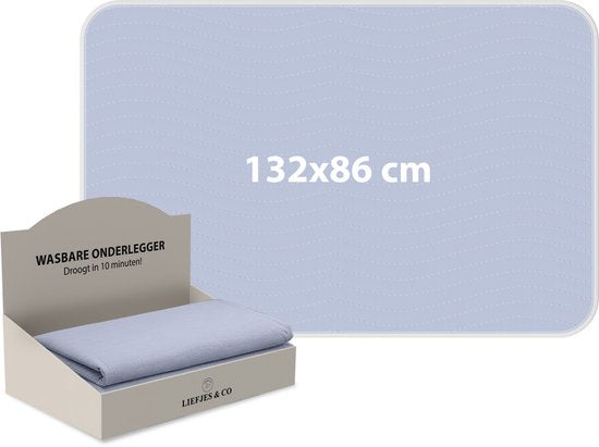 Liefjes & Co - Matrasbeschermer - Wasbare Onderleggers - Anti Slip - Bedbeschermer - Matrasonderlegger - Blauw 132x86 CM