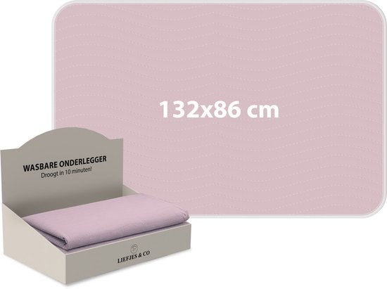 Liefjes & Co - Matrasbeschermer - Wasbare Onderleggers - Anti Slip - Bedbeschermer - Matrasonderlegger - Roze 132x86CM