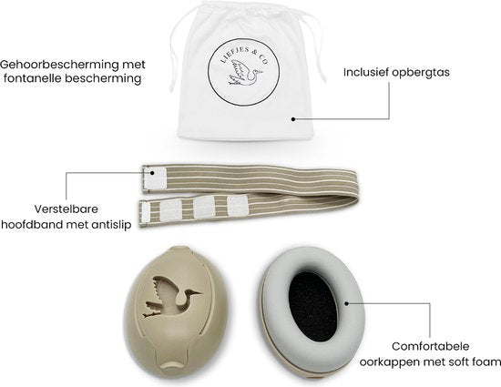Liefjes & Co Baby - Verstelbaar Gehoorbescherming Voor Baby - Peuter - Kind - 23 dB - Beige