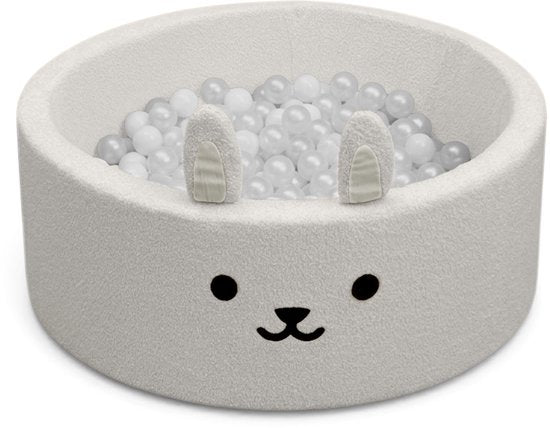Liefjes & Co Fluffy Konijn Wit Ballenbak Met 200 Ballen – Baby & Kinder Ballenbad – Zacht Foam – Speelgoed