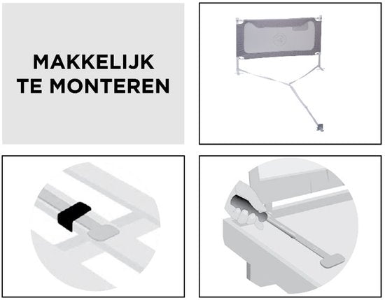 Liefjes & Co Lino Bedhekje 150 cm - In Hoogte Verstelbaar - Inklapbaar - Grijs