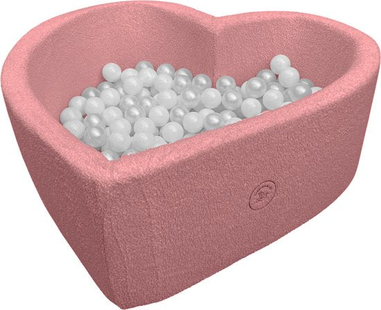 Liefjes & Co Fluffy Roze Hart Ballenbak Met 200 Ballen – Baby & Kinder Ballenbad – Zacht Foam – Speelgoed