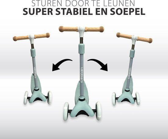 Liefjes & Co Kinderstep – 3-wielen Step - Met Lichtgevende Wielen – 2-6 jaar – Pastelblauw