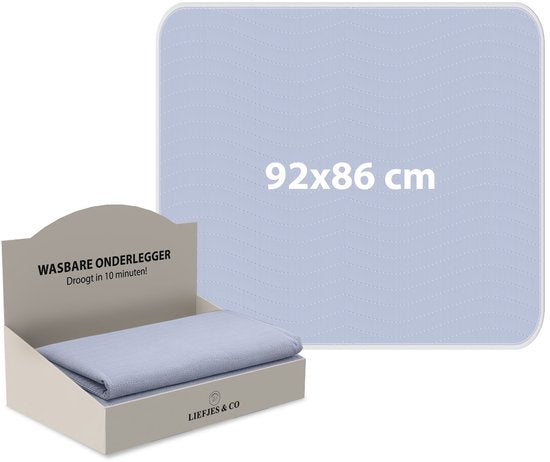 Liefjes & Co - Matrasbeschermer - Wasbare Onderleggers - Anti Slip - Bedbeschermer - Matrasonderlegger - Blauw 92x86CM