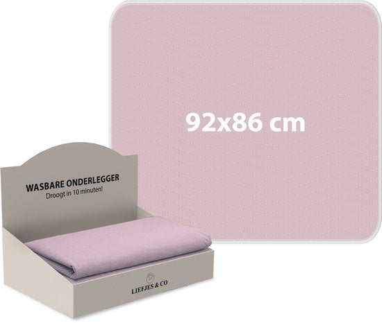 Liefjes & Co - Matrasbeschermer - Wasbare Onderleggers - Anti Slip - Bedbeschermer - Matrasonderlegger - Roze 92x86CM
