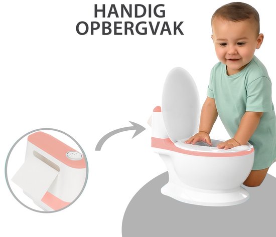 Liefjes & Co Plaspotje - Wc-trainer - Kinder toilet- Potje peuter met doorspoel geluid Pastelroze