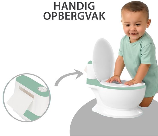 Liefjes & Co Plaspotje - Wc-trainer - Kinder toilet met doorspoel geluid Salliegroen