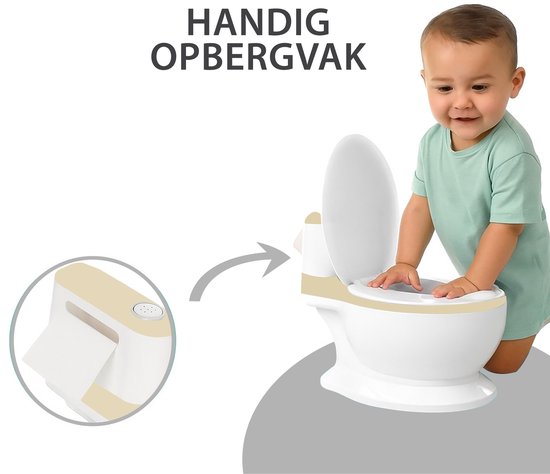Liefjes & Co Plaspotje - Wc-trainer - Kinder toilet met doorspoel geluid Vanille Beige