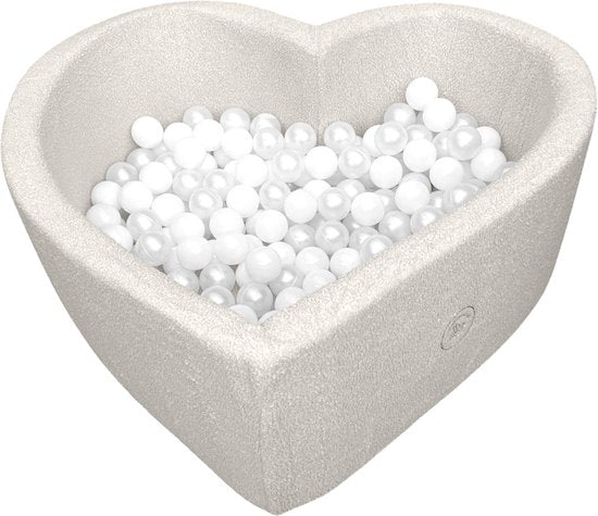 Liefjes & Co Fluffy Wit Hart Ballenbak Met 200 Ballen – Baby & Kinder Ballenbad – Zacht Foam – Speelgoed
