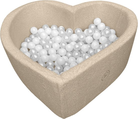 Liefjes & Co Fluffy Beige Hart Ballenbak Met 200 Ballen – Baby & Kinder Ballenbad – Zacht Foam – Speelgoed