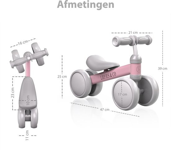 Liefjes & Co Loopfiets / Driewieler vanaf 1 Jaar Pastelroze