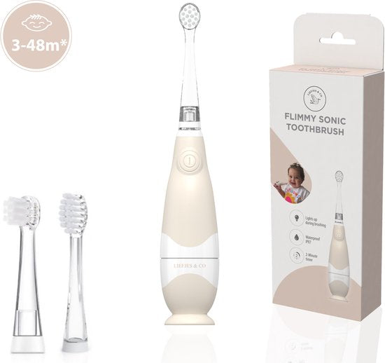 Liefjes & Co Flimmy – Beige Sonische Elektrische Tandenborstel Kind & Baby 0-4 Jaar – Met Timer