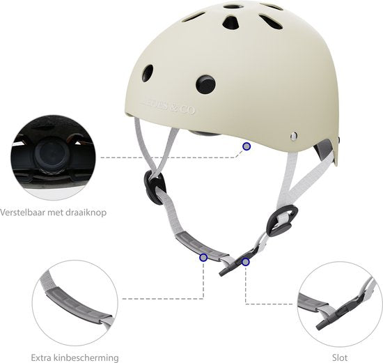 Liefjes & Co – Fietshelm Kind - Kinderhelm - Vanille Beige Maat S (48–56 cm) – Verstelbaar – Ventilerend – Met Kinbescherming