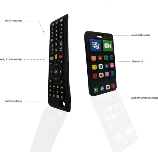 Liefjes & Co Baby Afstandsbediening + Baby Telefoon – Babyspeelgoed 100% Siliconen Speelgoed