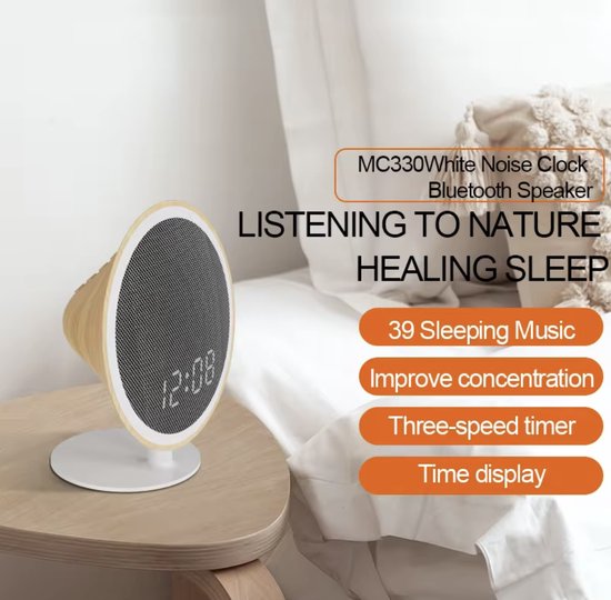 Liefjes & Co White Noise - Witte Ruis Apparaat - Klok - Slaaptrainer - Bluetooth Speaker