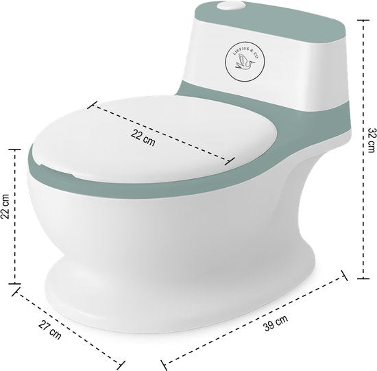 Liefjes & Co Plaspotje - Wc-trainer - Kinder toilet met doorspoel geluid Pastelblauw