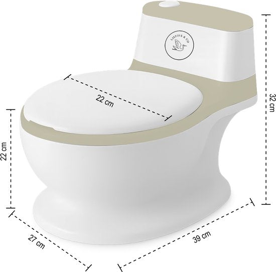 Liefjes & Co Plaspotje - Wc-trainer - Kinder toilet met doorspoel geluid Vanille Beige