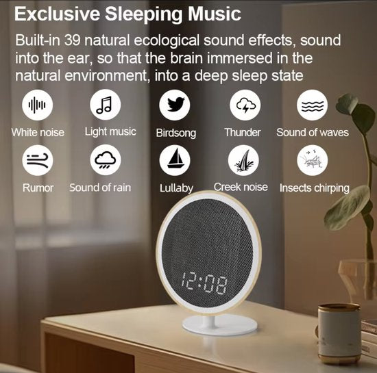 Liefjes & Co White Noise - Witte Ruis Apparaat - Klok - Slaaptrainer - Bluetooth Speaker
