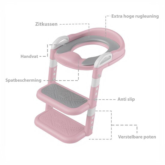 Liefjes & Co WC Verkleiner met Trapje - Potje Peuter - Toilettrainer Roze