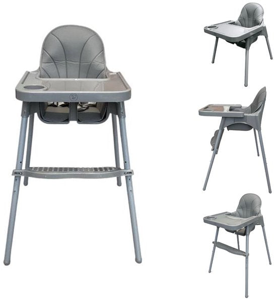 Liefjes & Co Kinderstoel - Eetstoel Baby – Inclusief Kussen – Verstelbare Baby Eetstoel – 2 in 1 & Peuterstoel – Grijs