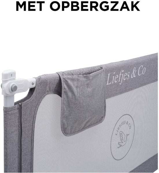 Liefjes & Co Lino Bedhekje 150 cm - In Hoogte Verstelbaar - Inklapbaar - Grijs