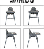 Liefjes & Co Kinderstoel - Eetstoel Baby – Inclusief Kussen – Verstelbare Baby Eetstoel – 2 in 1 & Peuterstoel – Grijs