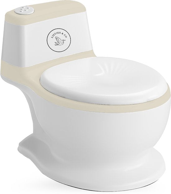 Liefjes & Co Plaspotje - Wc-trainer - Kinder toilet met doorspoel geluid Vanille Beige