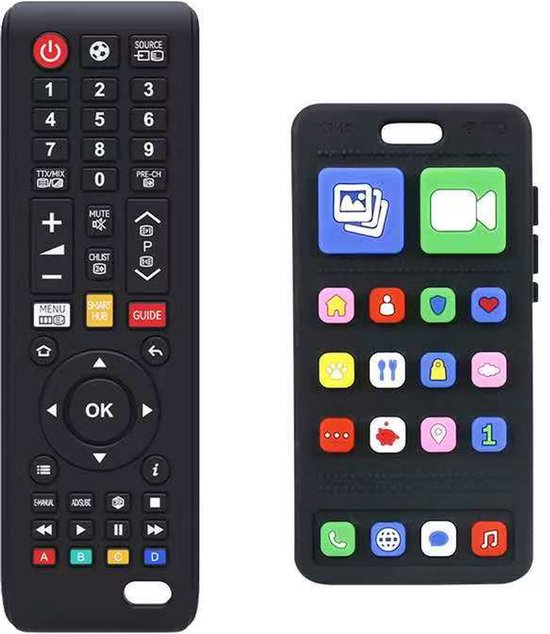 Liefjes & Co Baby Afstandsbediening + Baby Telefoon – Babyspeelgoed 100% Siliconen Speelgoed