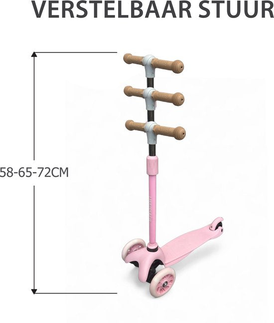 Liefjes & Co Kinderstep – 3-wielen Step - Met Lichtgevende Wielen – 2-6 jaar – Pastelroze