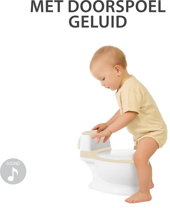 Liefjes & Co Plaspotje - Wc-trainer - Kinder toilet met doorspoel geluid Vanille Beige