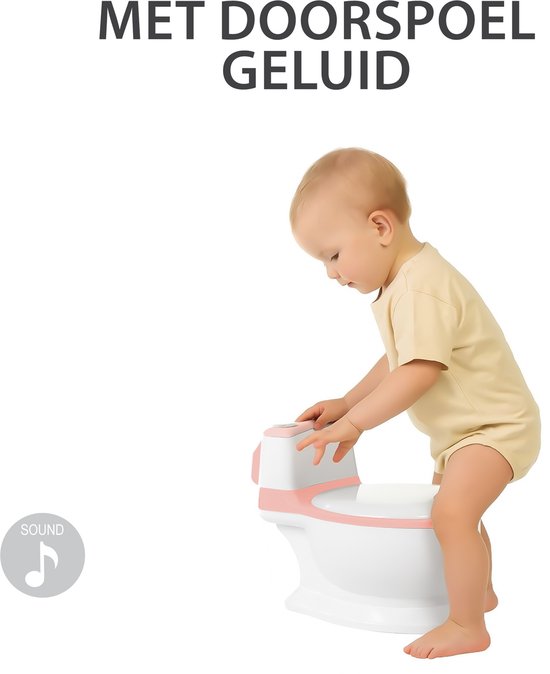 Liefjes & Co Plaspotje - Wc-trainer - Kinder toilet- Potje peuter met doorspoel geluid Pastelroze
