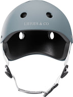 Liefjes & Co – Fietshelm Kind - Kinderhelm – Pastelblauw Maat S (48–56 cm) – Verstelbaar – Ventilerend – Met Kinbescherming