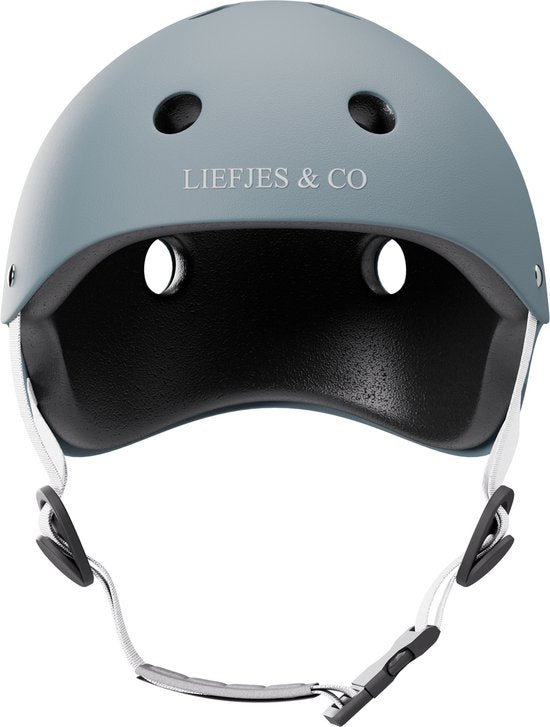 Liefjes & Co – Fietshelm Kind - Kinderhelm – Pastelblauw Maat S (48–56 cm) – Verstelbaar – Ventilerend – Met Kinbescherming