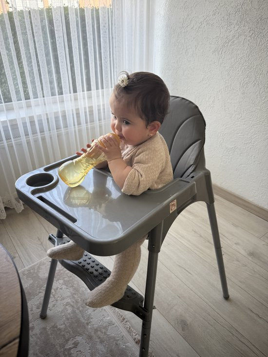 Liefjes & Co Kinderstoel - Eetstoel Baby – Inclusief Kussen – Verstelbare Baby Eetstoel – 2 in 1 & Peuterstoel – Grijs