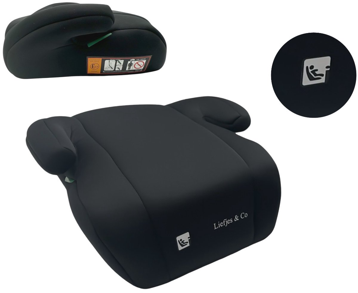 Liefjes & Co Car Seat Booster Black – Booster Seat for Children 125-150 cm (22-36 kg) – Suitable for 7-12 Years – Car Seat Booster