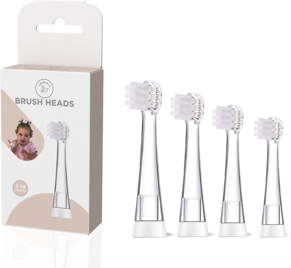 Liefjes & Co Replacement Brushes – 3-18 months – Set of 4 – Soft Brush Heads