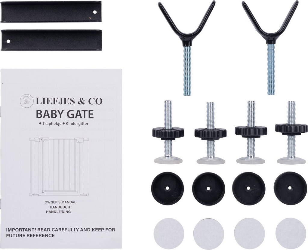 Liefjes & Co Childlock Stair Gate Without Drilling - 75 to 95 cm - Safety Gates - Child Gate - Clamp Mounting - Black - With Double Lock