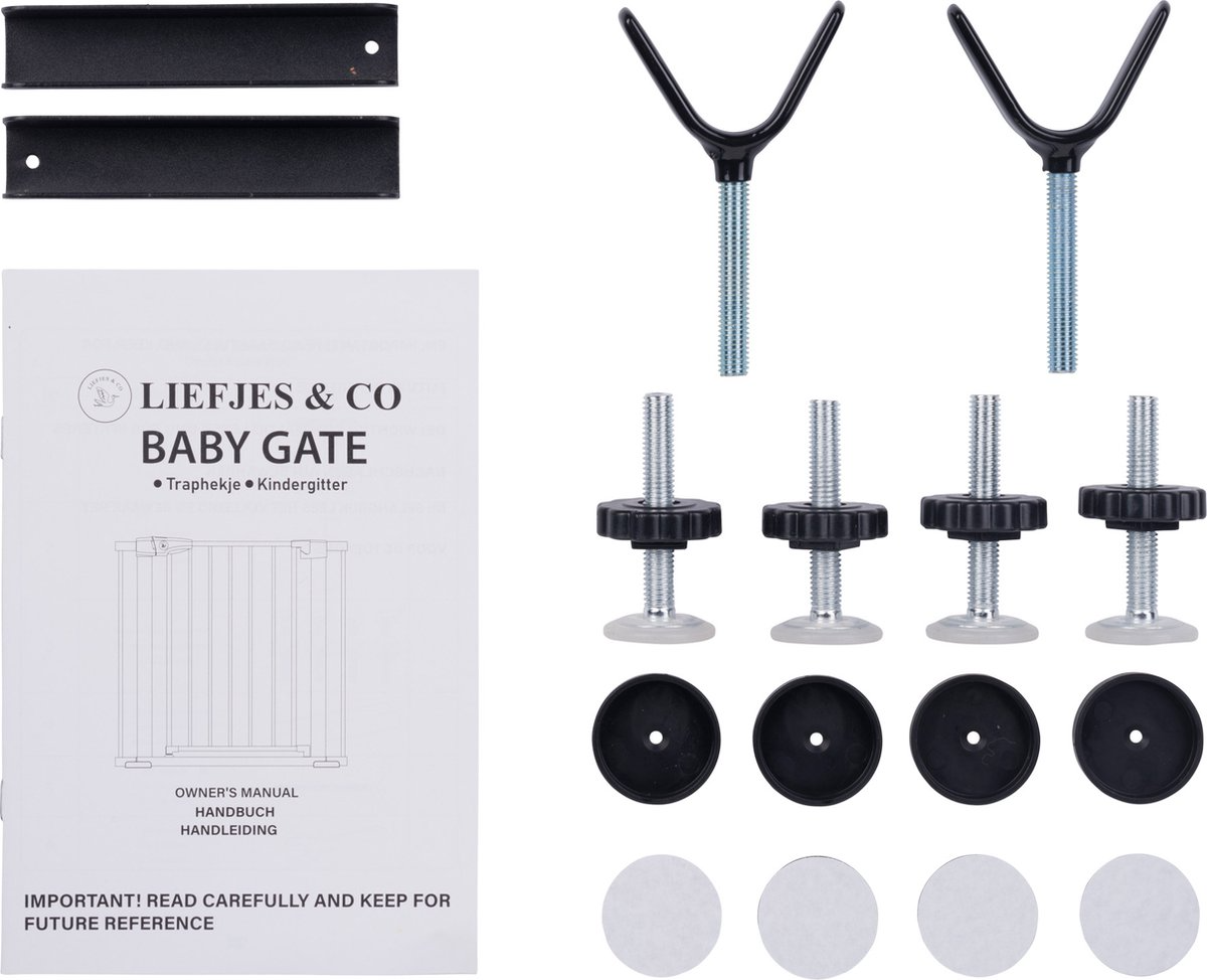 Liefjes & Co Childlock Stair Gate Without Drilling - 75 to 95 cm - Safety Gates - Child Gate - Clamp Mounting - Black - With Double Lock