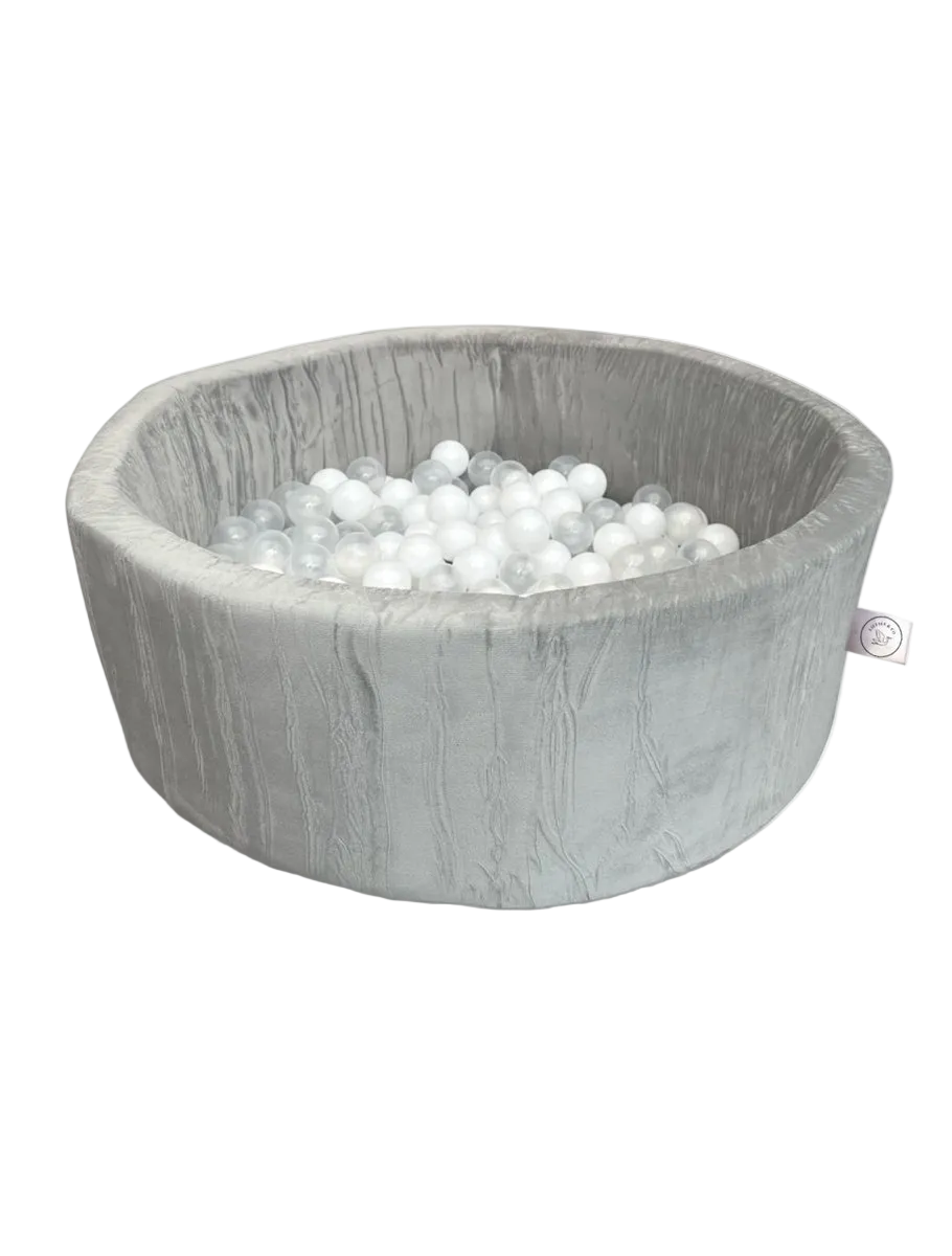Velvet Gray Ball Pit Round with 200 BPA-free Balls – Baby & Children's Ball Pool – Soft Foam – Toys