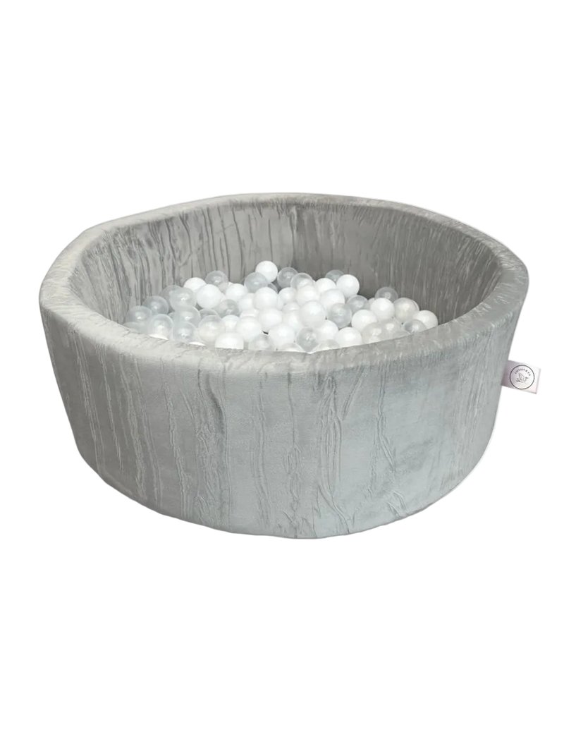 Velvet Gray Ball Pit Round with 200 BPA-free Balls – Baby & Children's Ball Pool – Soft Foam – Toys